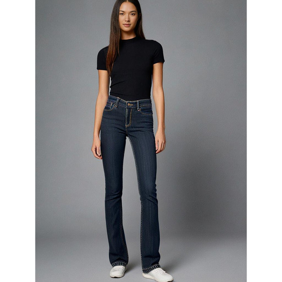 Express Denim - Express Jeans Women's Skinny Mid Rise Stretch Denim Blue Dark Wash Size 2S